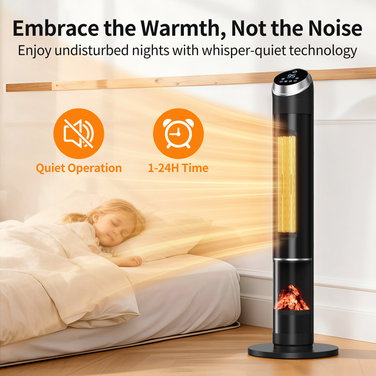 37" 1500W Oscillating Space Heater, 2-in-1 Ceramic Heater & Fan for Year-Round Use, 70° Wide Angle Electric Heater for Office & Bedroom, Fast Heating