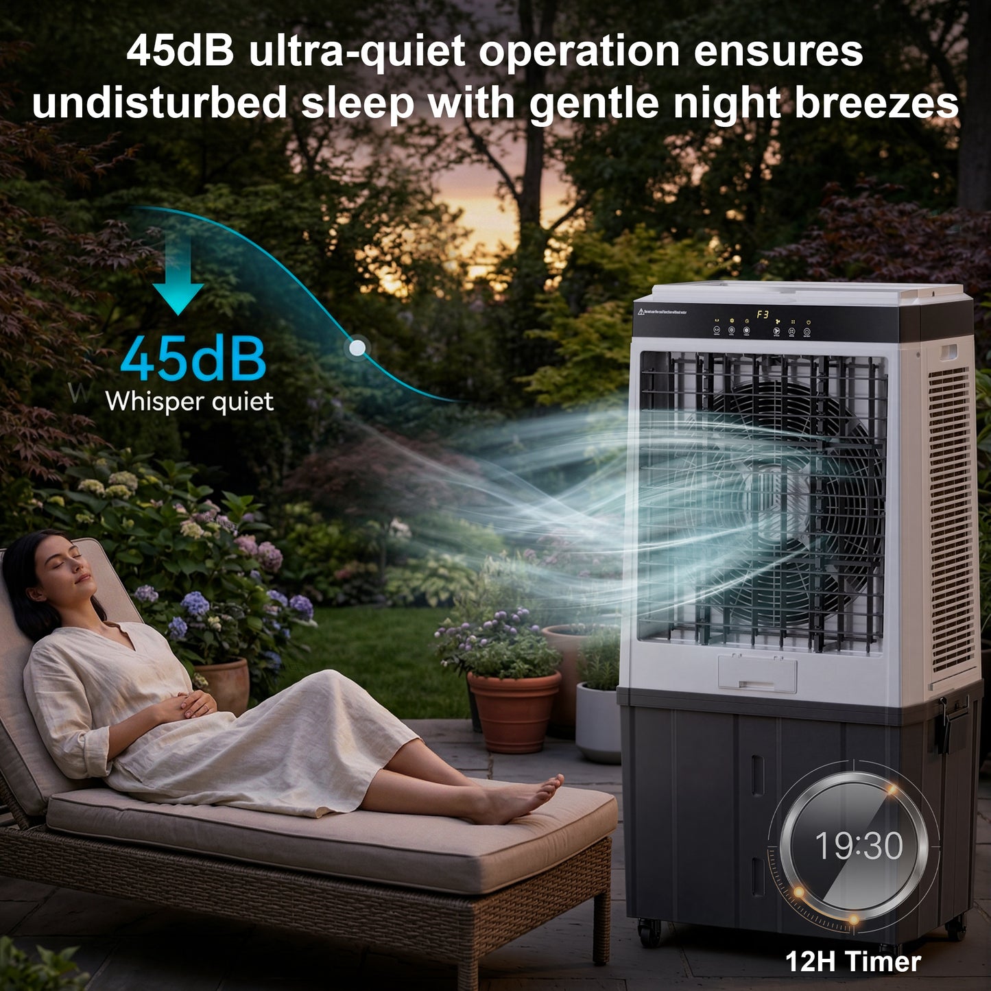 Swamp Cooler, 6288CFM Evaporative Air Cooler with 21.5-Gal Water Tank, Evaporative Cooler with 3 Speeds, 12H Timer, 120°Oscillation, Air Cooler for Indoor Outdoor Patio Garage Use(48IN)