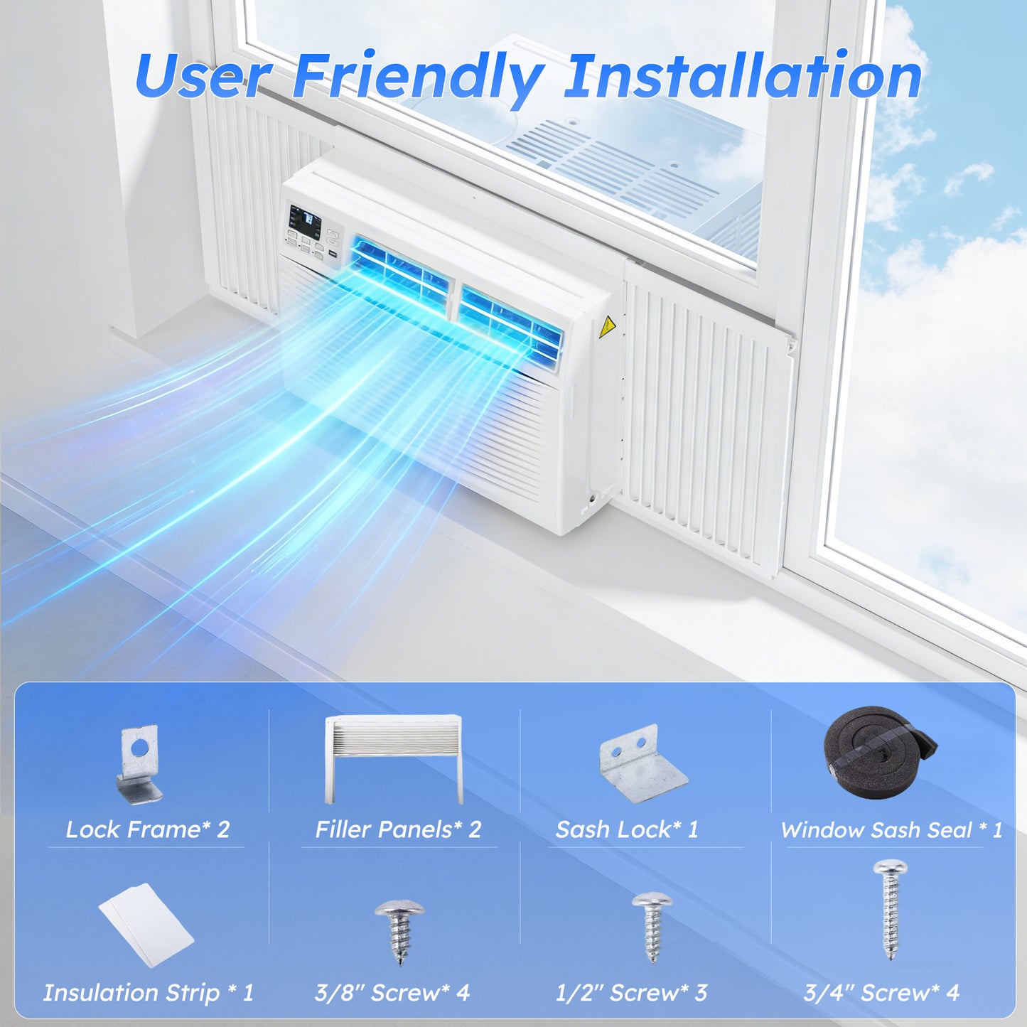 Window Air Conditioner 8000 BTU, Window AC Units up to 350 Sq.ft, Remote, 6 Modes, 24 Timer