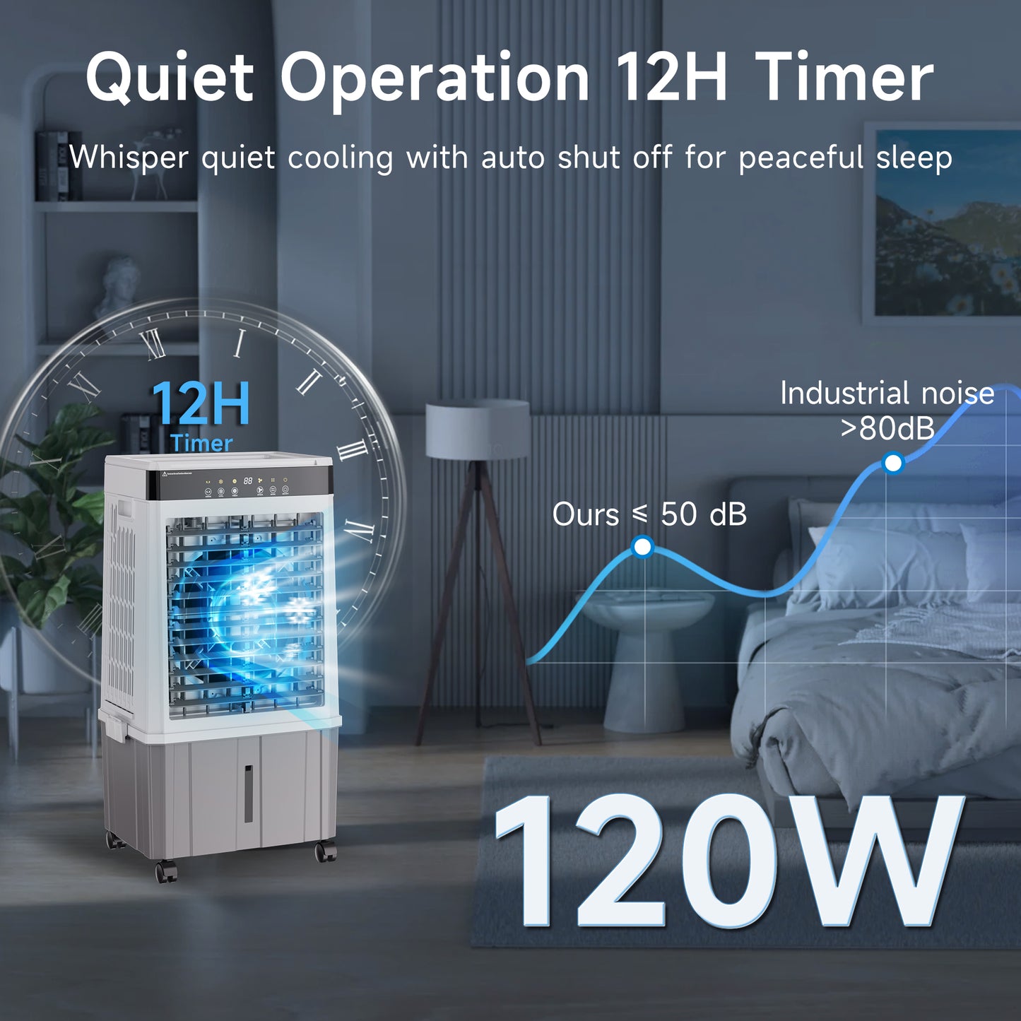 Akires Evaporative Air Cooler 6 Gal, Swamp Cooler, Portable Air Cooling Unit with Remote, 12H Timer, 3 Speeds