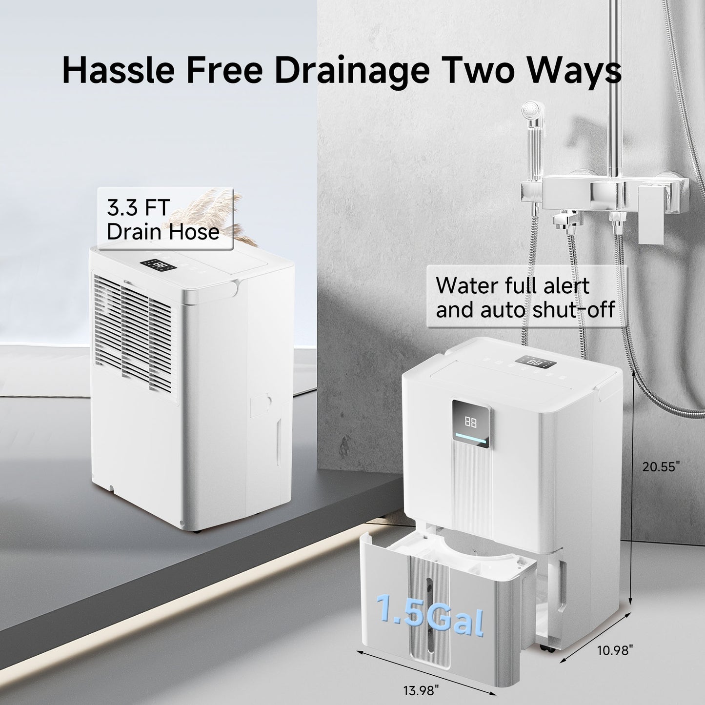 Akires Dehumidifier, Max 100 Pint(35 Pint DOE) for Basement & Home, 6000 Sq.ft, with Drain Hose for Bathroom, Large Room