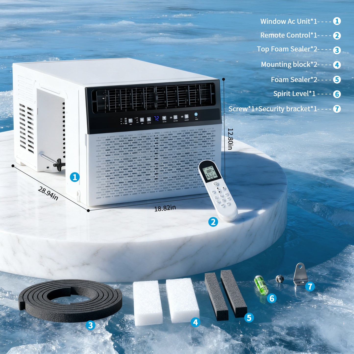 10000 BTU U-Shaped Window Air Conditioner, 450 Sq.ft, Energy-Saving Window AC Unit with Remote