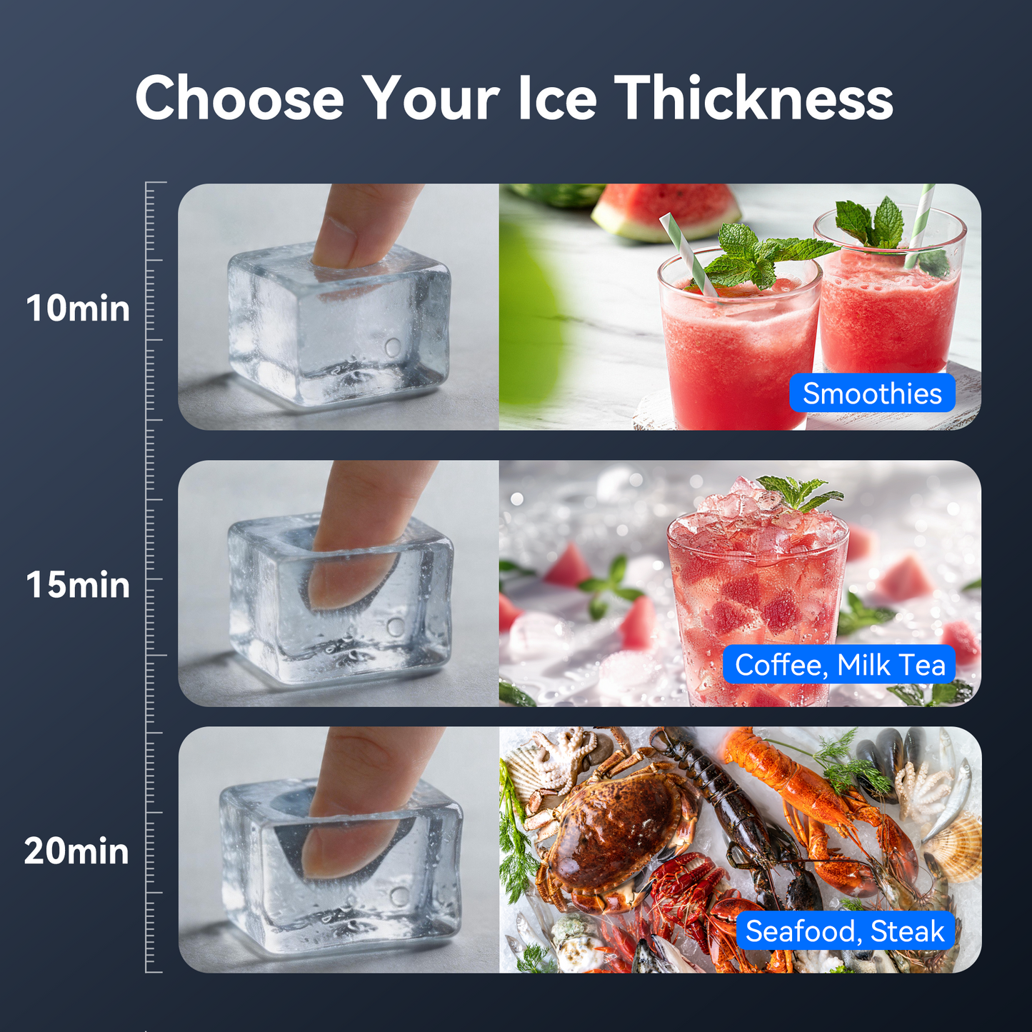 Commercial Ice Maker Machine, 110 Lbs/24H with 33 Lbs Storage, 50 Cubes, Under Counter/Freestanding Ice Makers, Stainless Steel