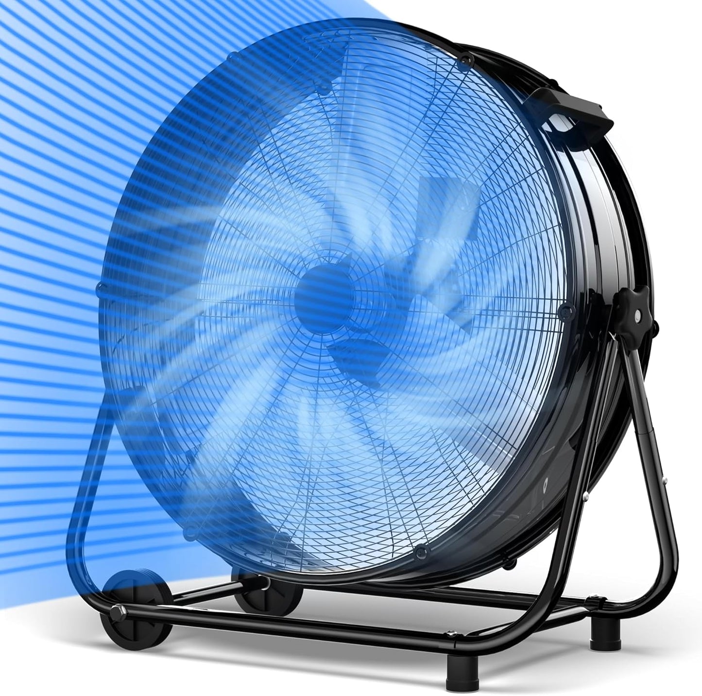 30 Inch Industrial Drum Fan,14000 CFM High Velocity Floor Fan With 360°Adjustable Tilt,Heavy Duty Metal Fan with 970 sq.ft,3 Speed,Electric Fan For Commercial,Factory,Basement(Black)