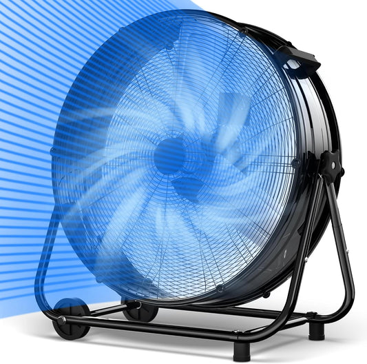36 Inch Industrial Drum Fan,21800 CFM High Velocity Floor Fan With 360°Adjustable Tilt,Heavy Duty Metal Fan with 1076 sq.ft,3 Speed,Electric Fan For Commercial,Factory,Basement(Black)