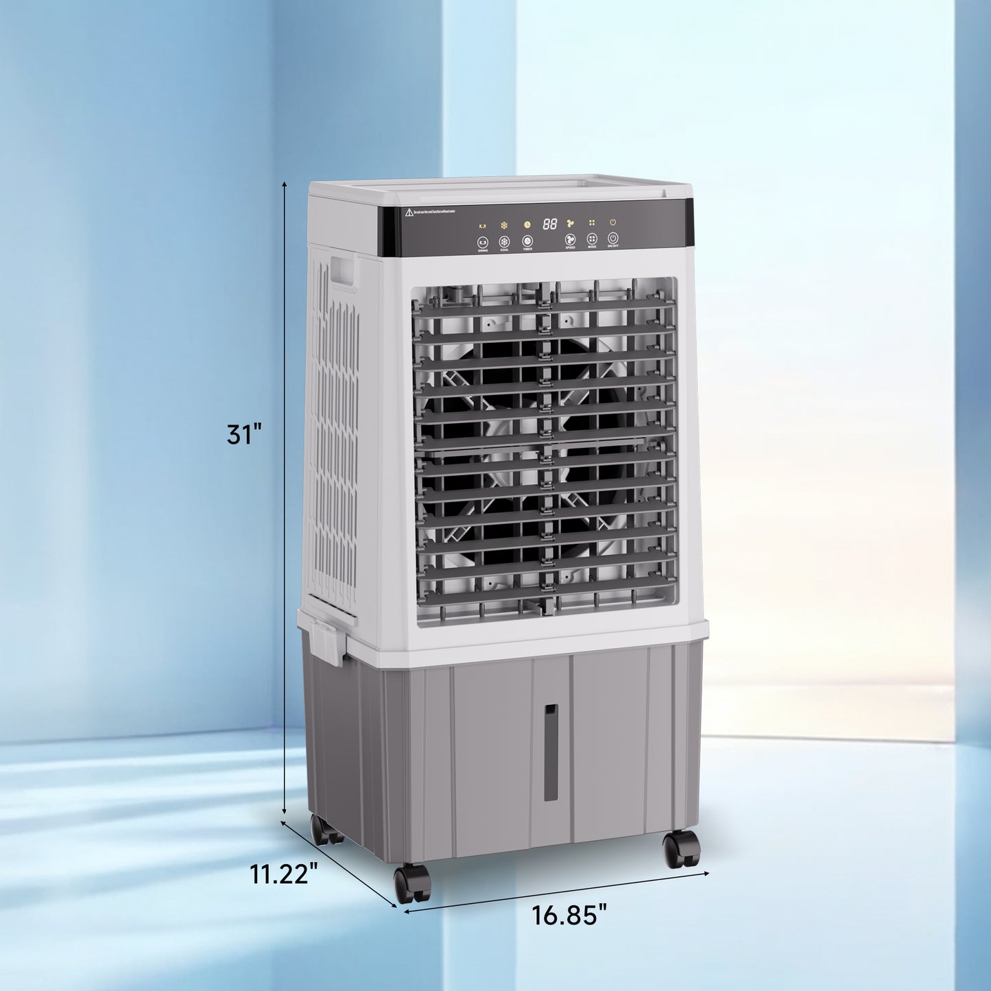 Akires Evaporative Air Cooler 6 Gal, Swamp Cooler, Portable Air Cooling Unit with Remote, 12H Timer, 3 Speeds