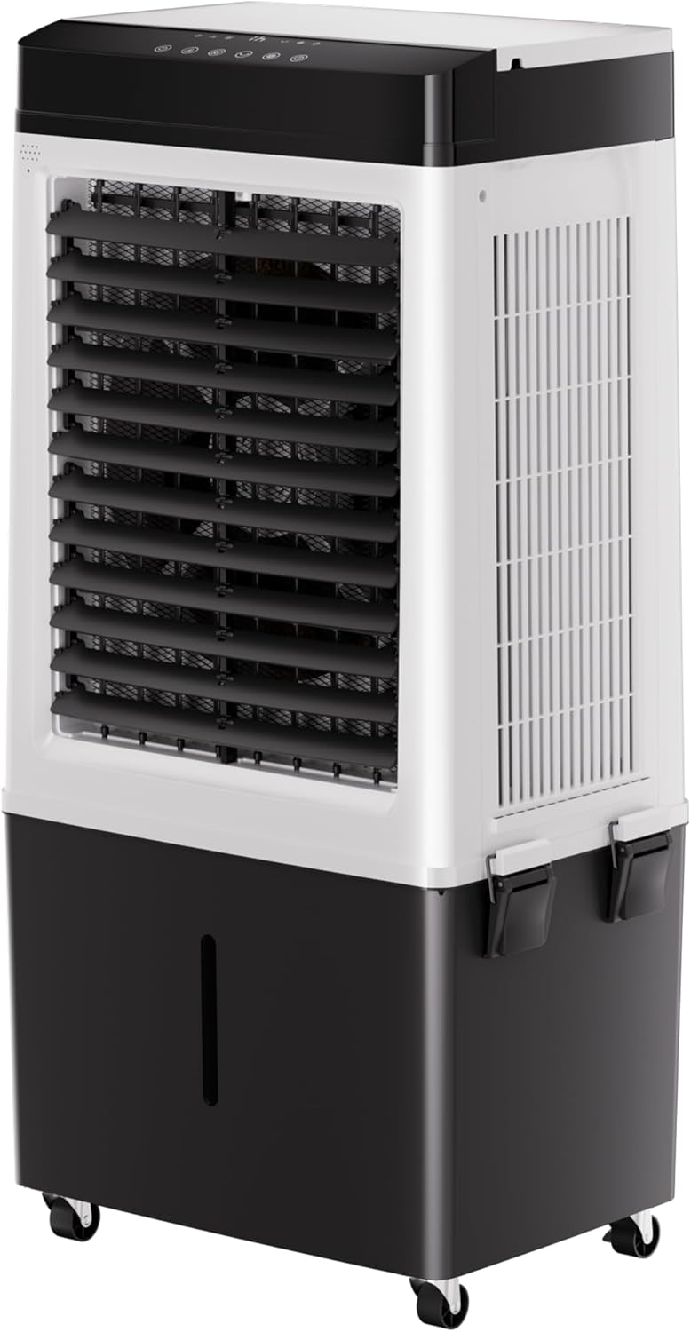 AKIRES 2000CFM Swamp Cooler,3-IN-1 Evaporative Air Cooler with 8.5 Gal Water Tank,2 Ice Packs,Evaporative Cooler with 12H Timer,2 Modes,3 Speeds,120°Oscillation，Cooling Fan for Indoor,Outdoor(39IN)