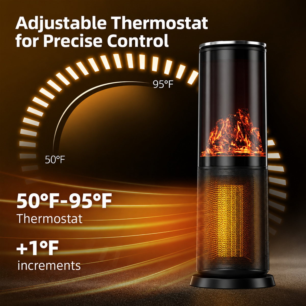 Space Heater, Electric Heaters for Indoor Use, Bedroom, Office with Remote, 24H Timer, ECO, Overheating & Tip-Over Protection