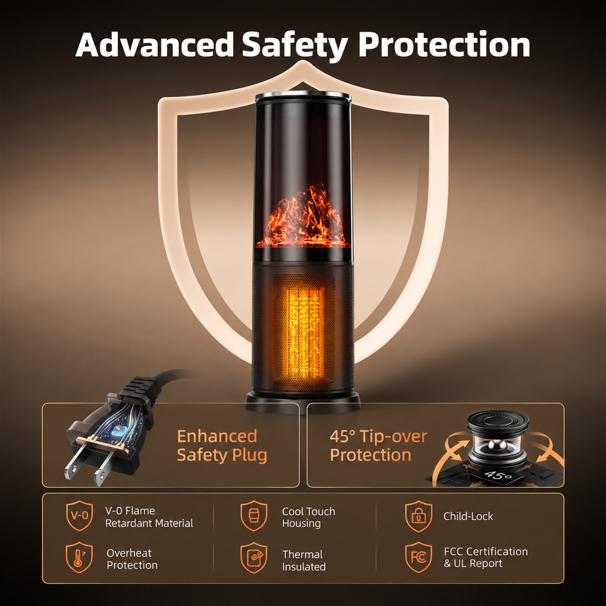 Space Heater, Electric Heaters for Indoor Use, Bedroom, Office with Remote, 24H Timer, ECO, Overheating & Tip-Over Protection