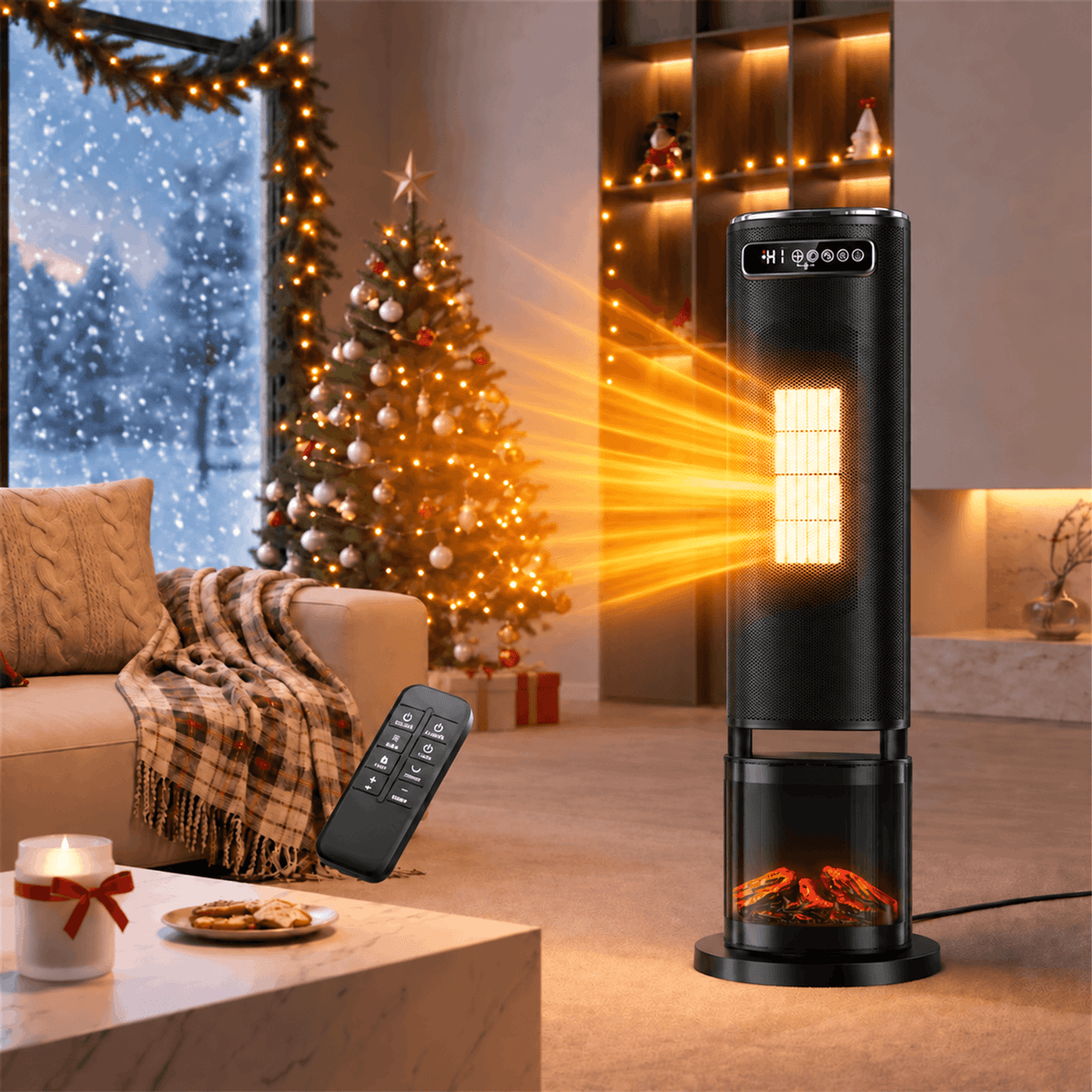 Space Heater for Indoor Use, 1500W Electric Heater with Remote, Timer, ECO, Safety Protection for Large Bedroom, Living Room