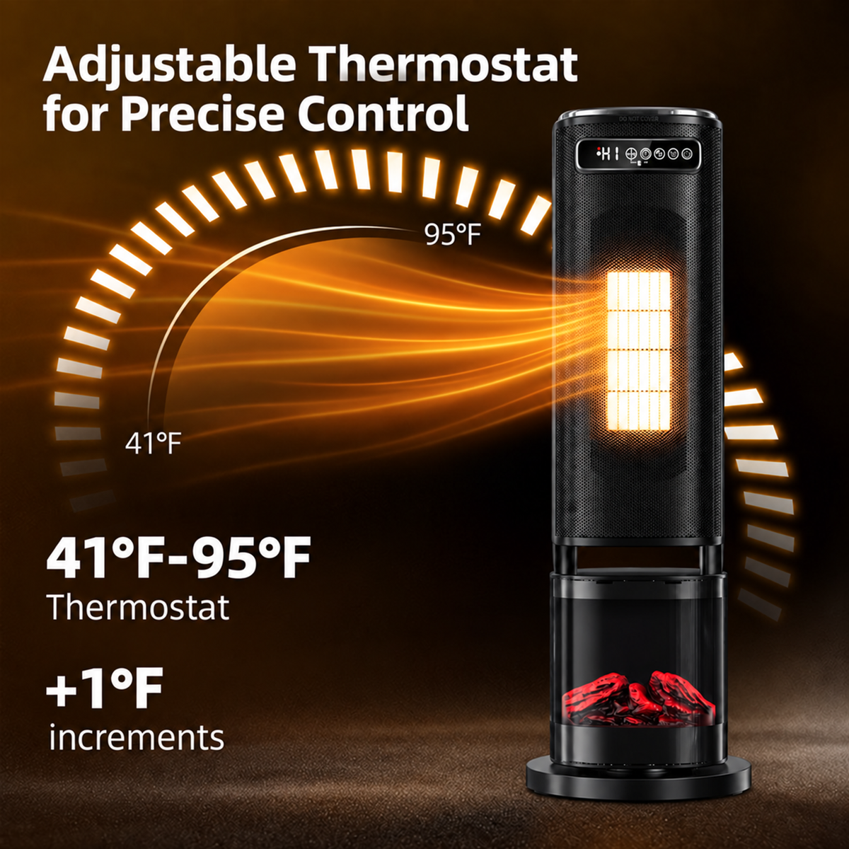 Space Heater for Indoor Use, 1500W Electric Heater with Remote, Timer, ECO, Safety Protection for Large Bedroom, Living Room