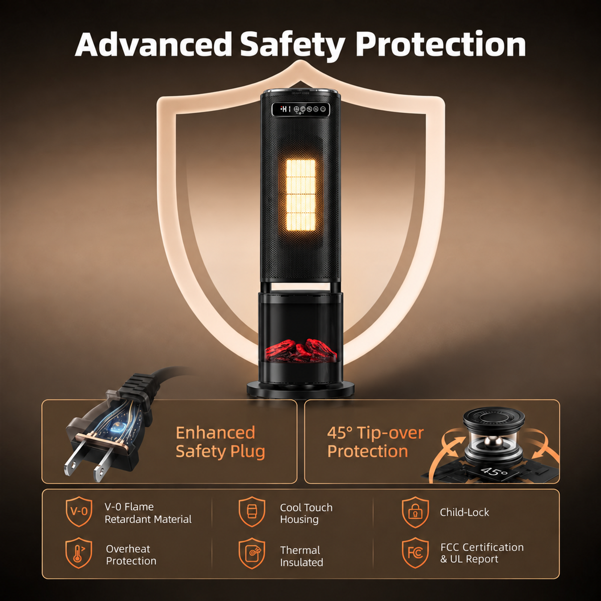 Space Heater for Indoor Use, 1500W Electric Heater with Remote, Timer, ECO, Safety Protection for Large Bedroom, Living Room
