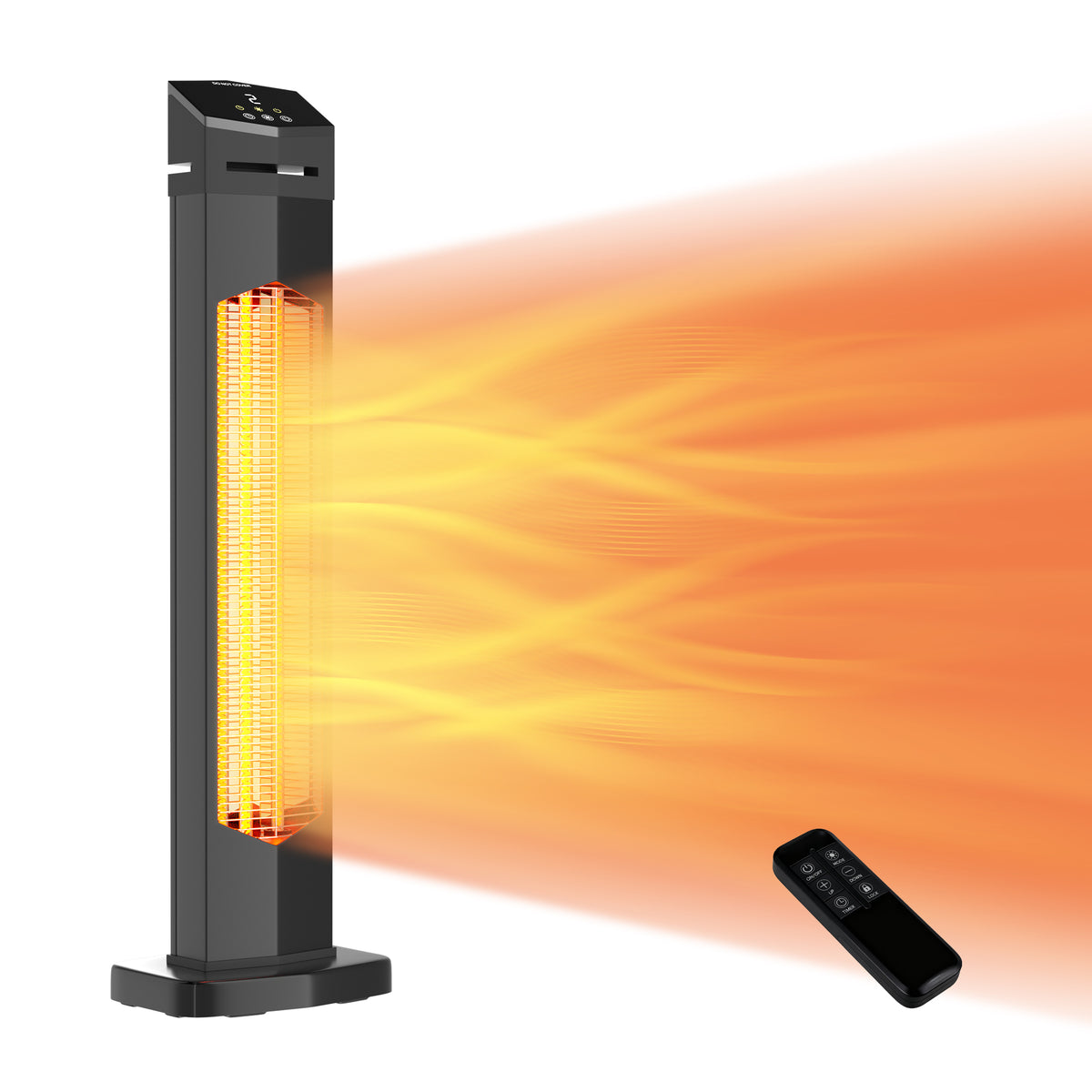Patio Outdoor Heaters, 37" Infrared Electric Outside Heater 750/1500W with Remote for Backyard, Garage, Large Room, Indoor, Home