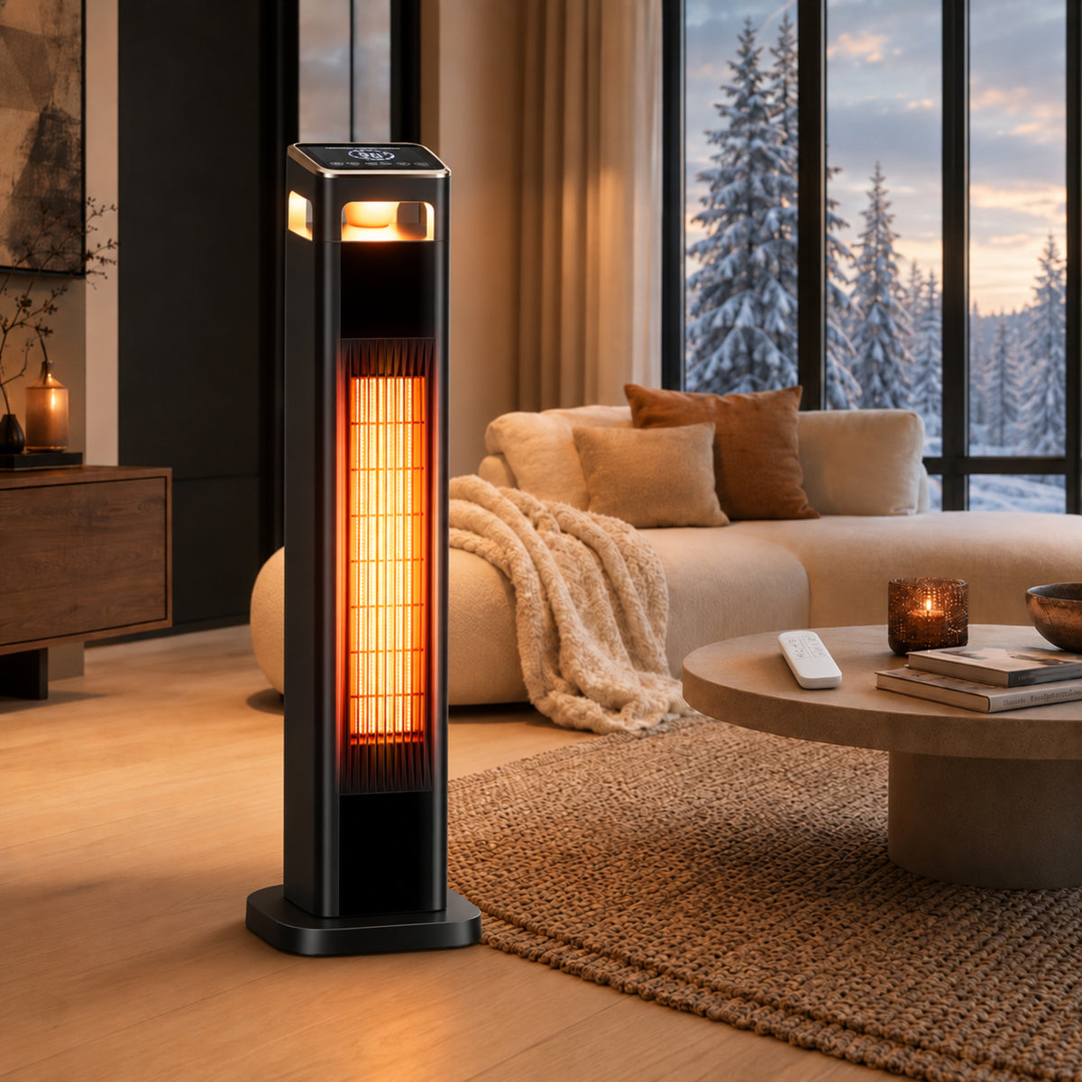Space Heater for Indoor Use, 37" Electric Heater 1500W with Remote, Timer, ECO Mode, Safety Protection for Bedroom, Living Room