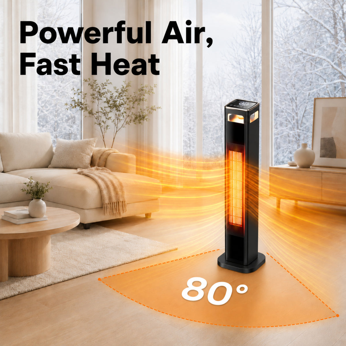 Space Heater for Indoor Use, 37" Electric Heater 1500W with Remote, Timer, ECO Mode, Safety Protection for Bedroom, Living Room
